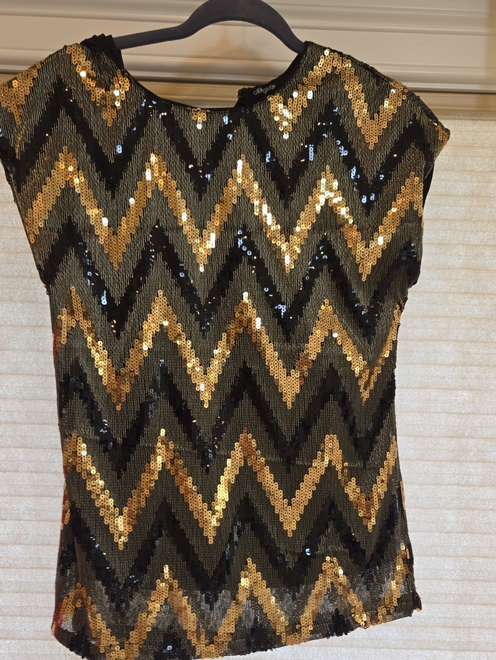 Cable & Gauge Gold and Black Sequin Chevron Tank